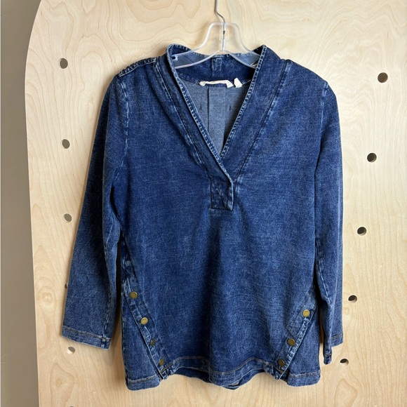 SOFT SURROUNDINGS ‘En Pointe’ Denim Knot Tunic Women’s Size PXS - Picture 2 of 6